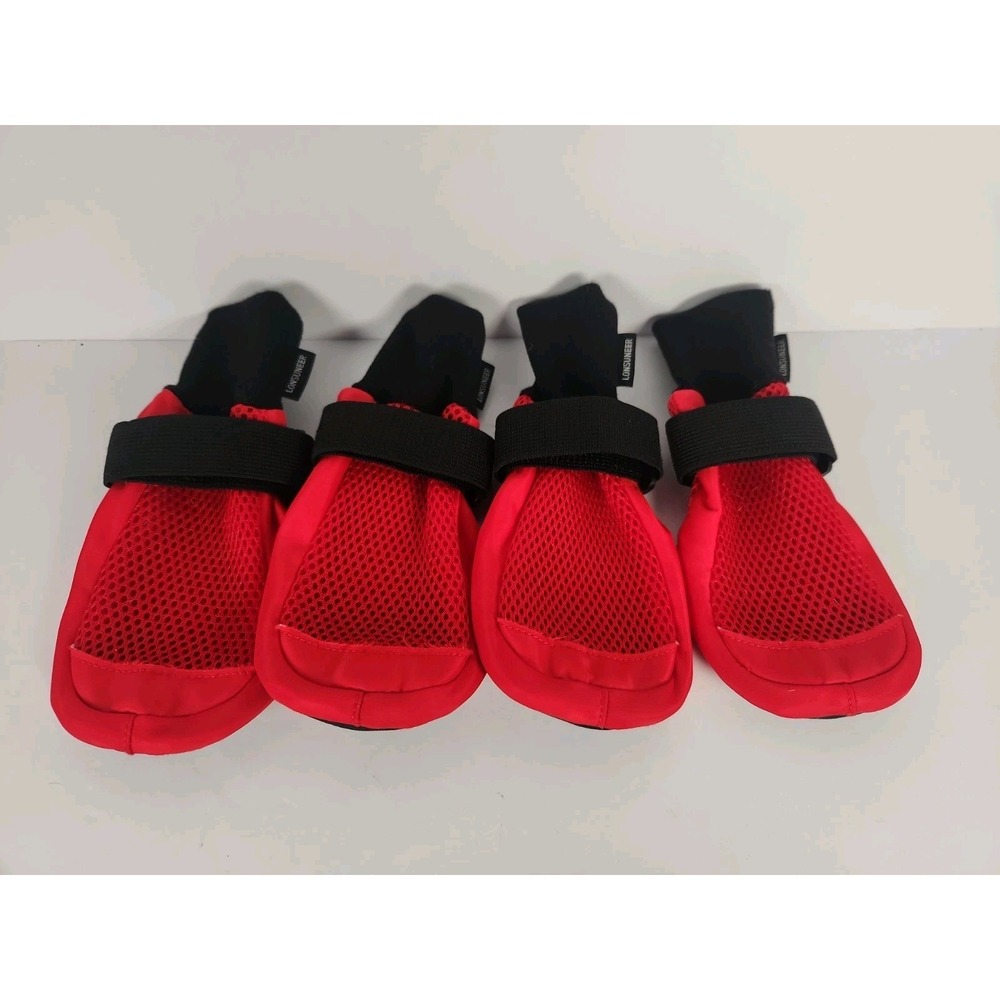 Lonsuneer Dog Boots Red Size Large Set of 4 Breathable Paw Protector Nonslip